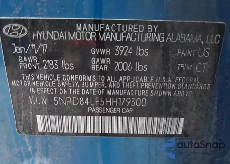 2017 Hyundai Elantra Value Edition из США, поврежденный, VIN 5NPD84LF5HH179300